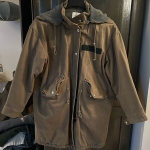 UNIF Utility Jacket with Brown Body and Gray Hood